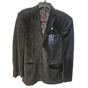 Chaps Black Velvet Sport Blazer Jacket Paisley Lining NWT, 38R